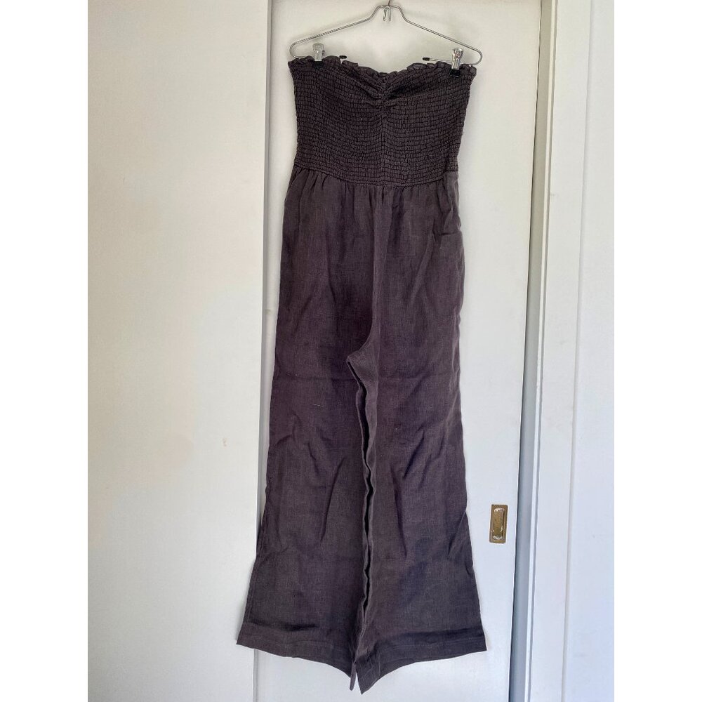 Faherty Wide leg Smocked Linen Jumpsuit